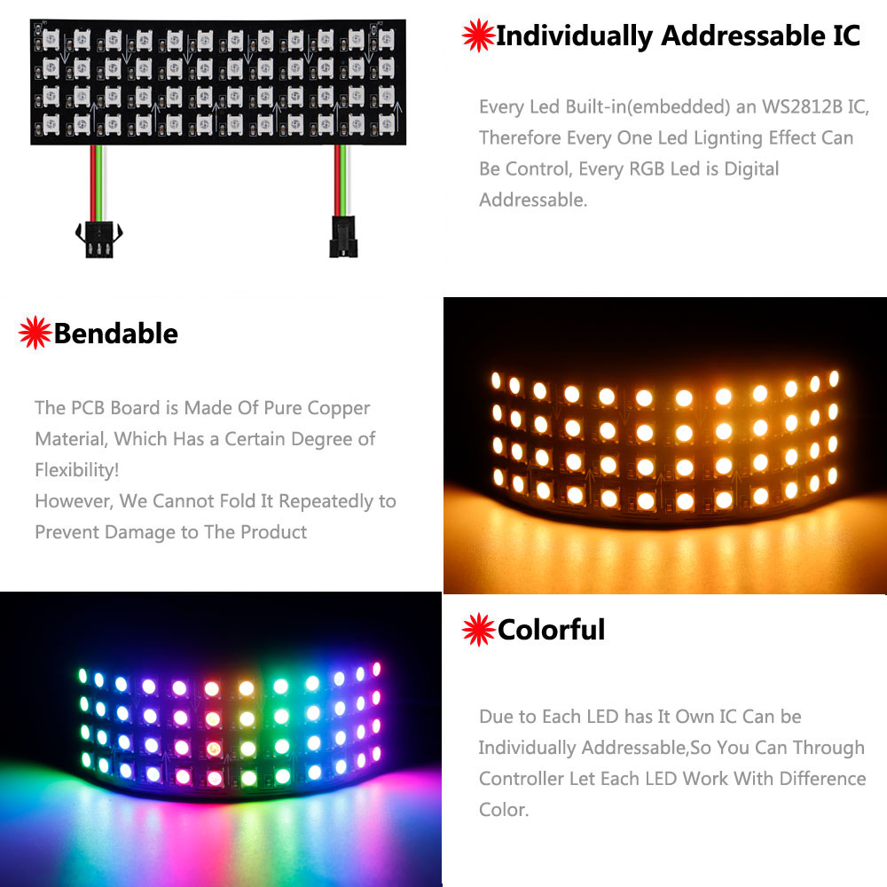 Панельный экран DC5V WS2812B R – обзор и цена Rgb Led Matrix 8X8